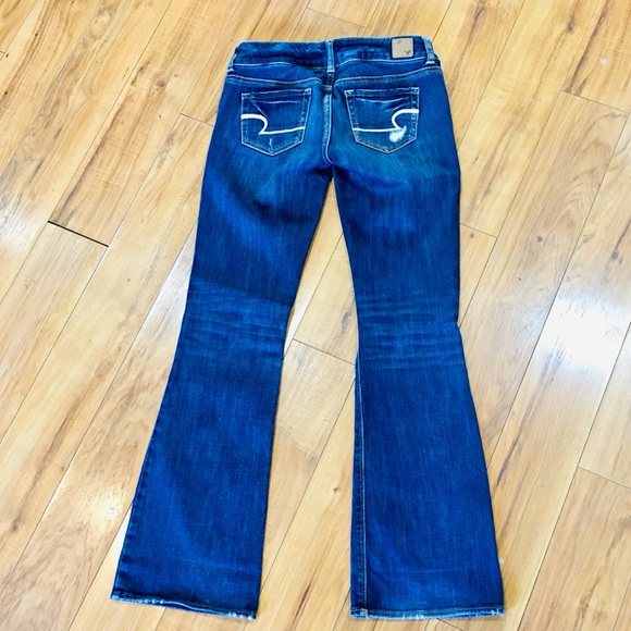 American Eagle artist stretch soft denim jeans AEO dark wash distressed wide leg - Picture 2 of 7